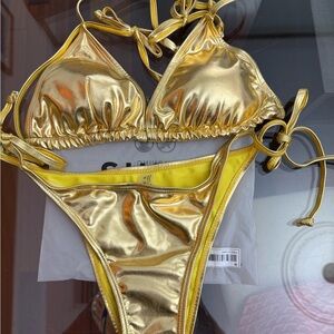 SHEIN Metallic Gold Bikini Set